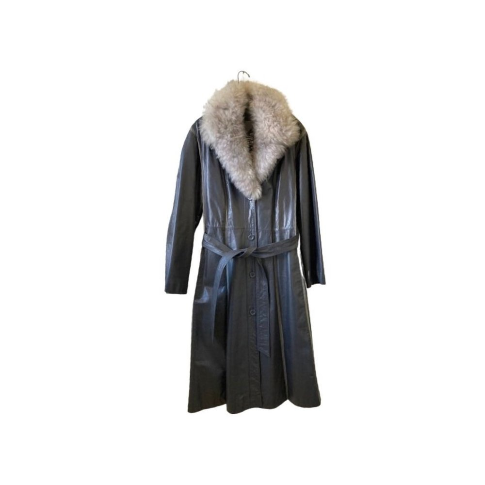 XL/ xxl Vintage 70's Gray Tannery Brand Leather Trench Coat 2019